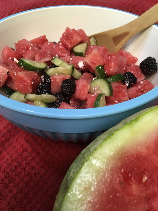 Watermelon Cucumber Berry Salad