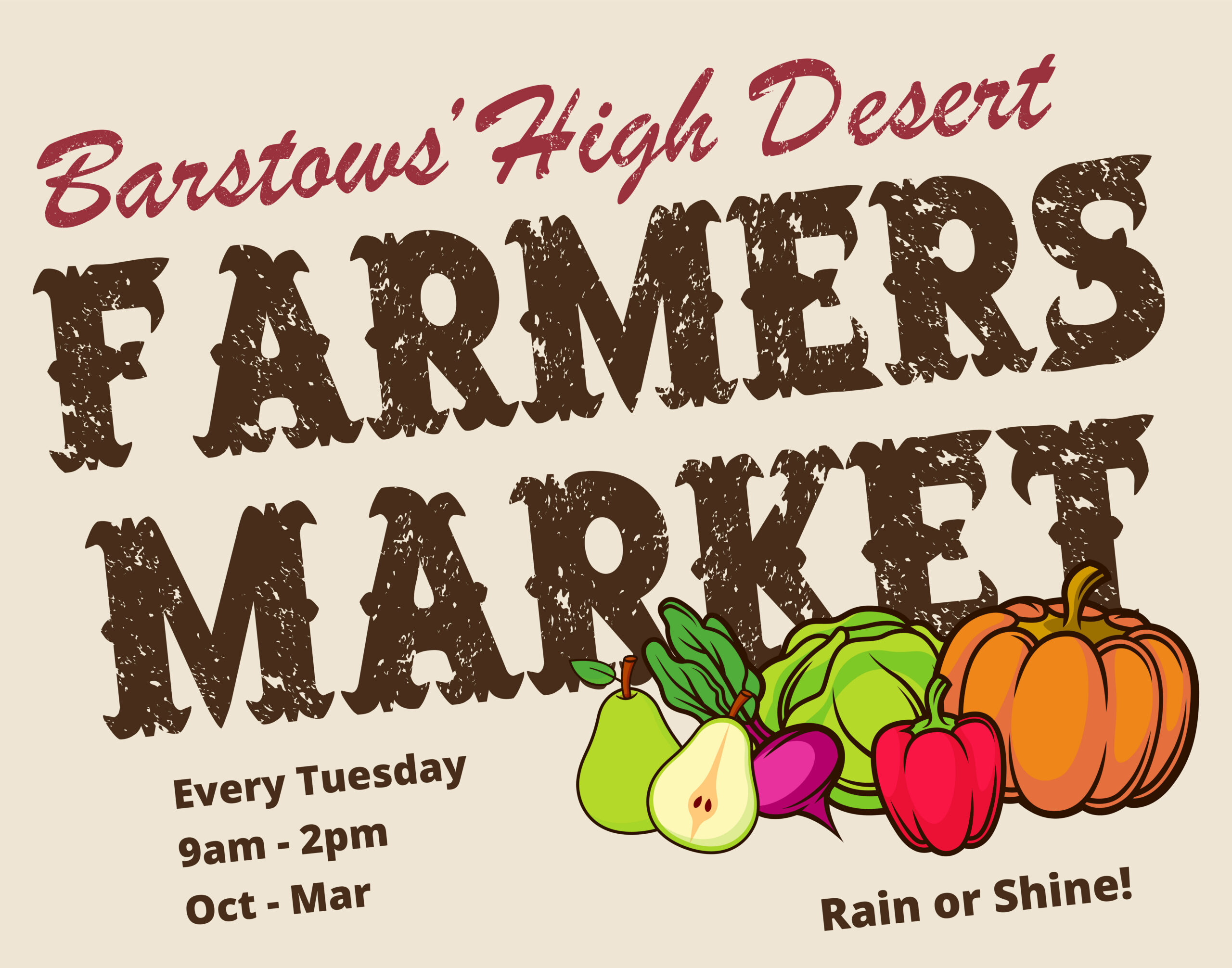 Barstows' Farmers Market logo with illustration of produce including a pear, turnip, pepper, cabbage, and pumpkin