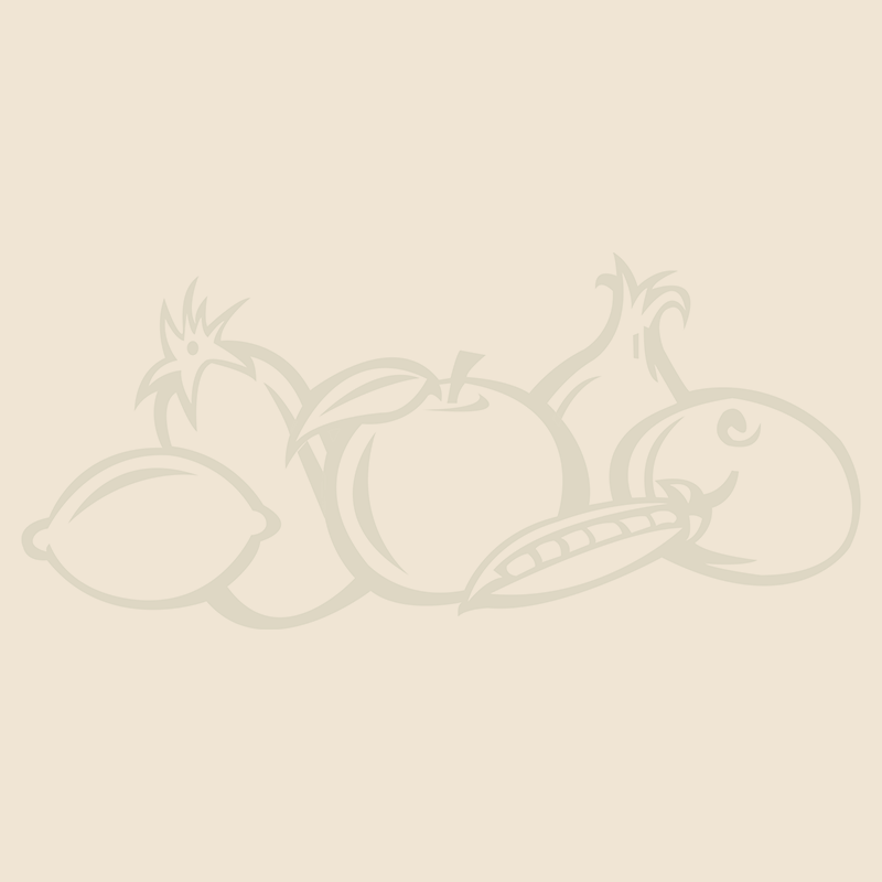 illustration of produce, a lemon, grapefruit, apple, peas, and more